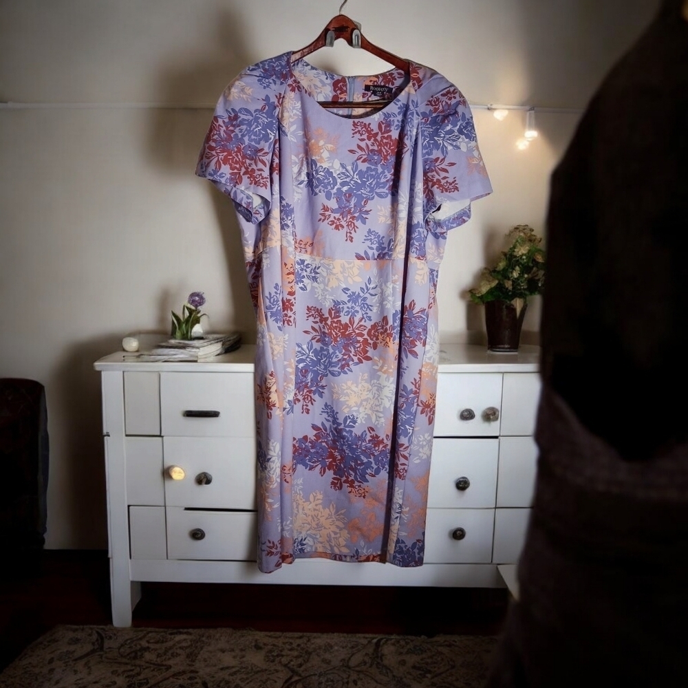 Lavender  Short Sleeved Abstract Floral Dress Ladies Plus Size 20W Bloomcore